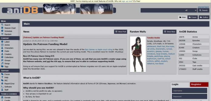 AniDB Website