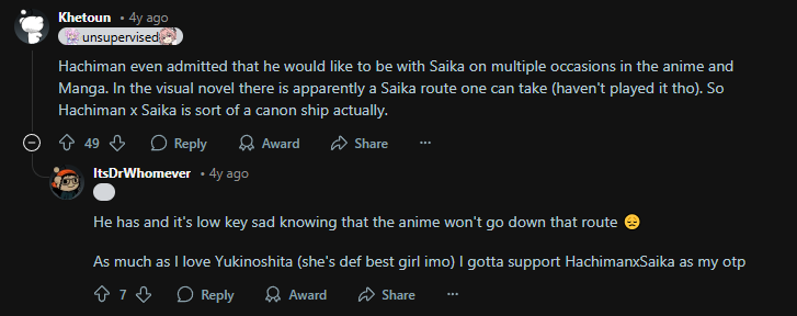 Hachiman x Saika is Canon